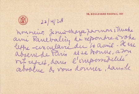 Julien Pierre Monod pour P. Valéry article histoire imprimerie autographe signée