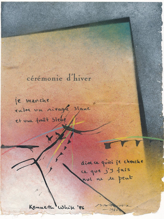 Kenneth White Julius Baltazar poème signée et peinture double signature