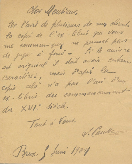  Bruxelles ex libris authentification autographe