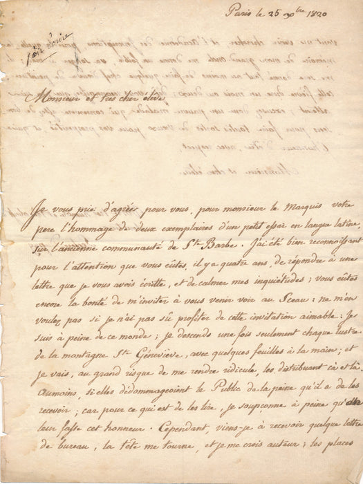 Leclerc Dupuy critique d'art lettre autographe signée son grand oncle Louis Joseph