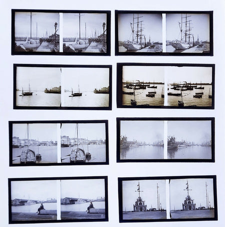 17 positifs verre stéréographie port Le Havre quais jetée photo photographie