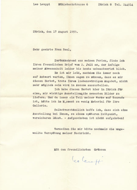 Leo LEUPPI signée galerie exposition Ascona Gisèle Réal