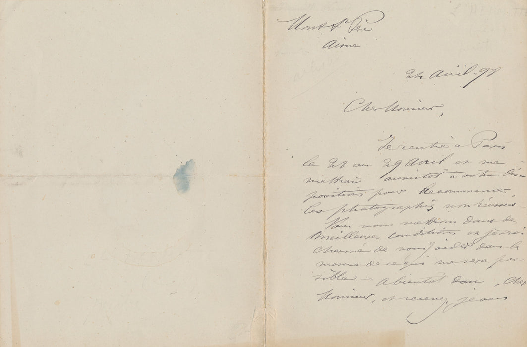 XIX-XXe s. Léon LHERMITTE recommencer les photographies lettre autographe signée