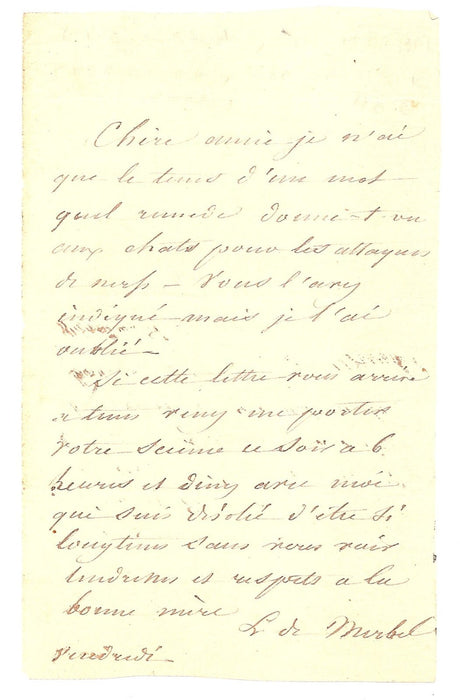 peintre veut un remède pour les nerfs des chats lettre