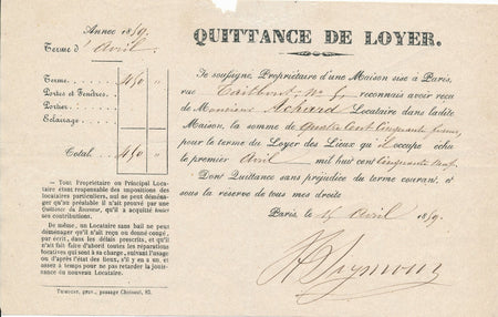 fondateur du Jockey Club en 1835 reçu signé