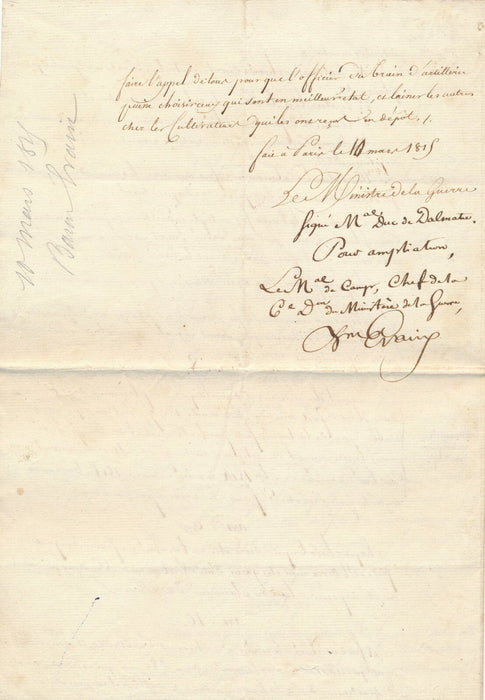 Louis ÉVAIN Pièce signée général Empire retrait chevaux Haute Garonne Artillerie