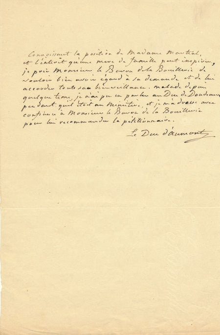 recommandation autographe signé la Bouillerie