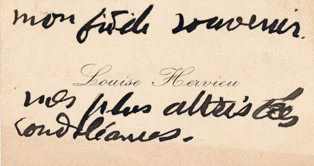Littérature Louise Hervieu carte autographe signée condoléances