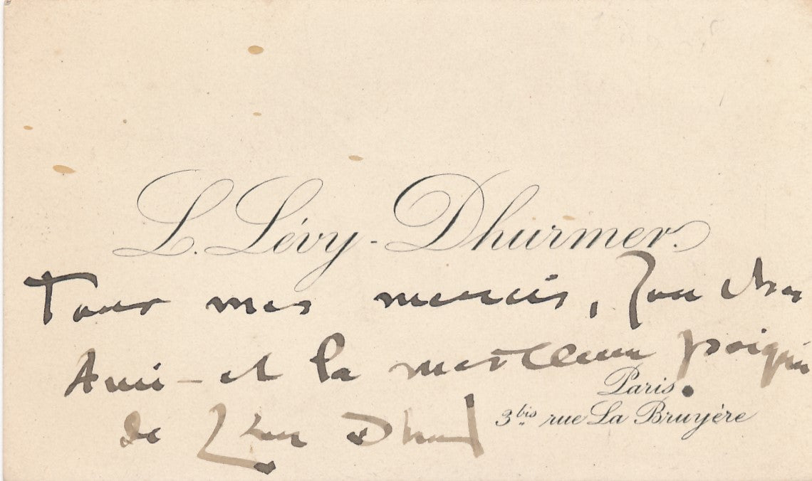 XIX-XXe s. Lucien Levy Dhurmer tape une place pour Odéon et carte visite autographe lettre