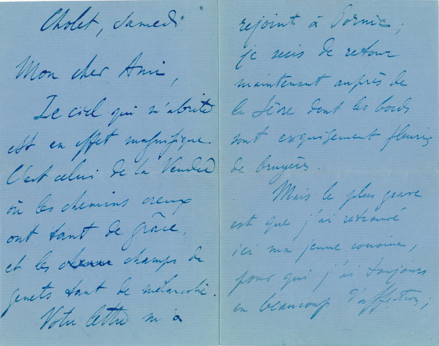 Marcel BATILLIAT lettre autographe signée sa cousine ne le laisse pas insensible