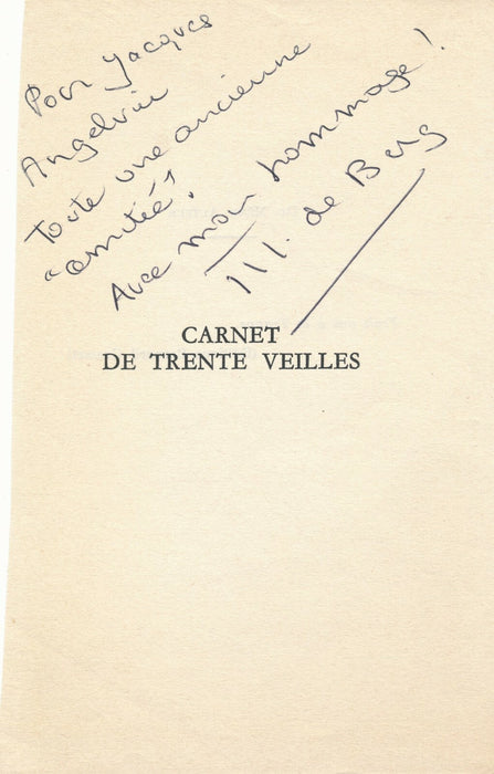 actrice danseuse dédicace autographe à Jacques Angelvin