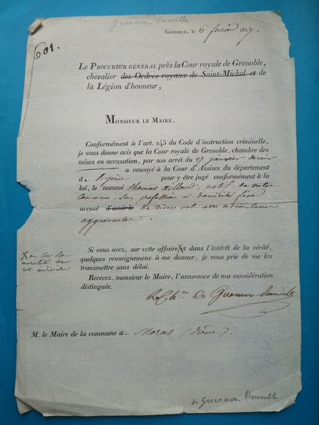 Martial de GUERNON-RANVILLE Justice Grenoble Moras Drôme vol assise