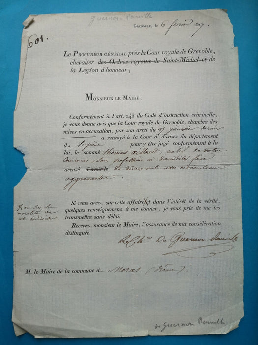 Martial de GUERNON-RANVILLE Justice Grenoble Moras Drôme vol assise