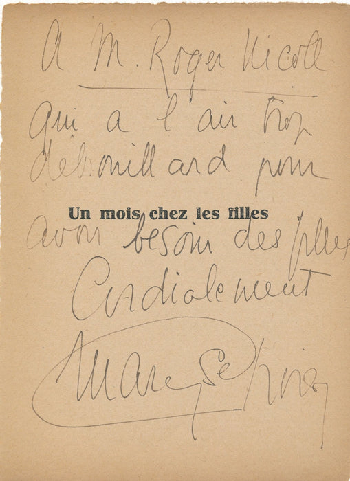 Maryse CHOISY envoi autographe signé Un mois chez les filles prostitution