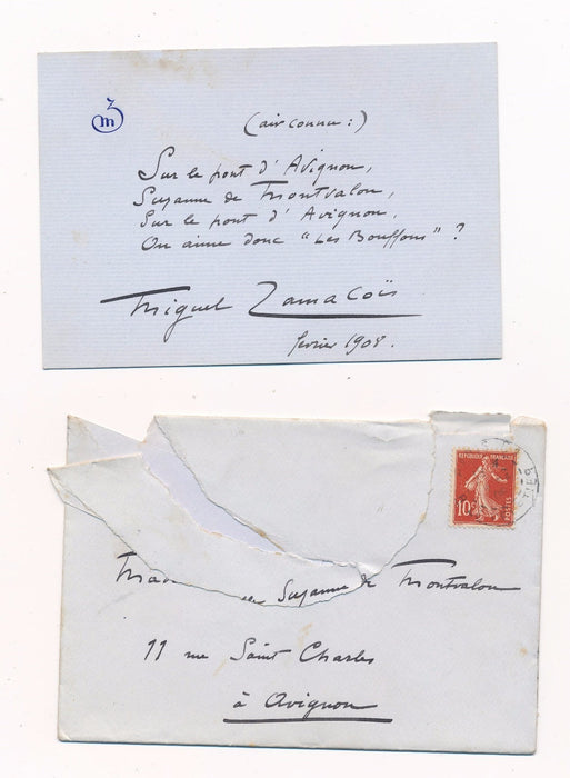 Ecrivain théâtre Carte autographe signée de Miguel Zamacoïs 