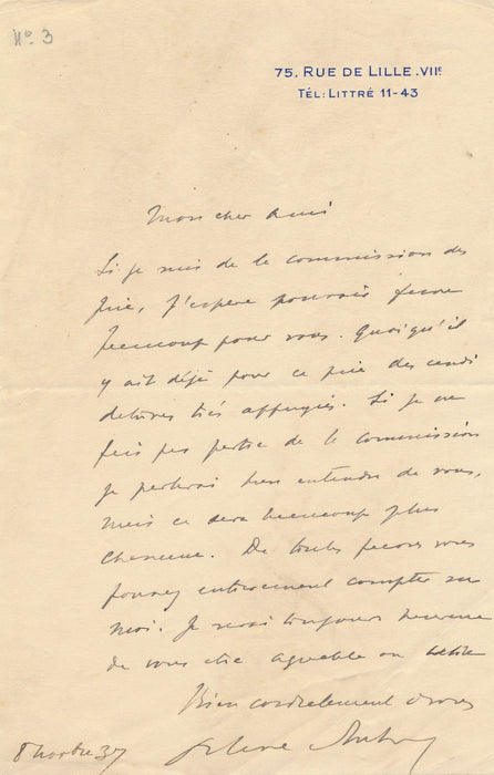 Octave AUBRY 2 lettres autographes signées Si Dieu me prête vie