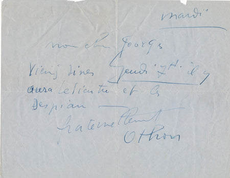 peintre Othon FRIESZ billet autographe signé à "George"  Lesieutre Despiau