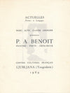 P. A. BENOIT ACTUELLES Formes et Langage : Marc Alyn, Claude Argelier 1969