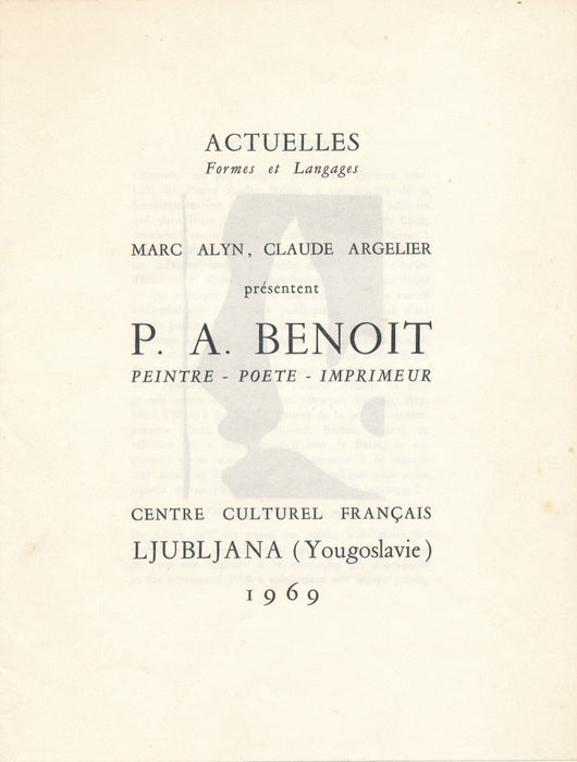 P. A. BENOIT ACTUELLES Formes et Langage : Marc Alyn, Claude Argelier 1969