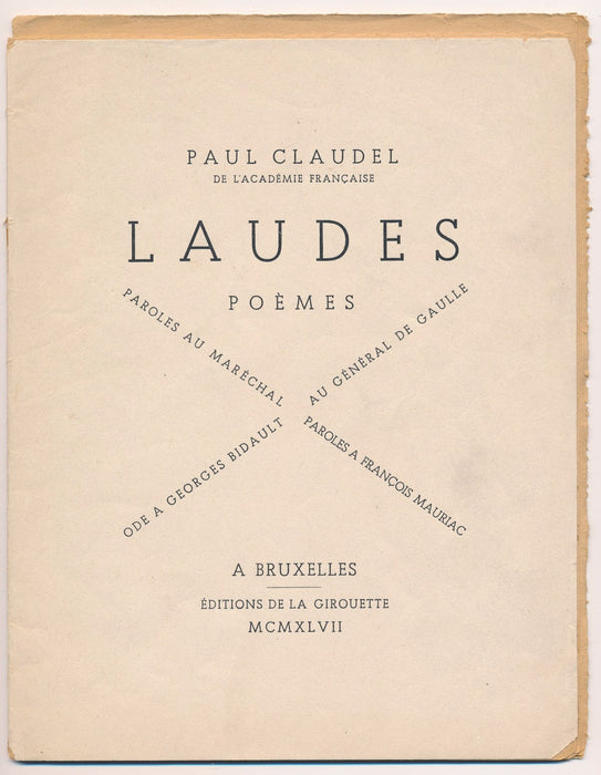 Littérature , poèmes Editions de la Girouette, 1947, numéroté