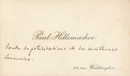 Paul HILLEMACHER (1852-1933), compositeur Carte autographe