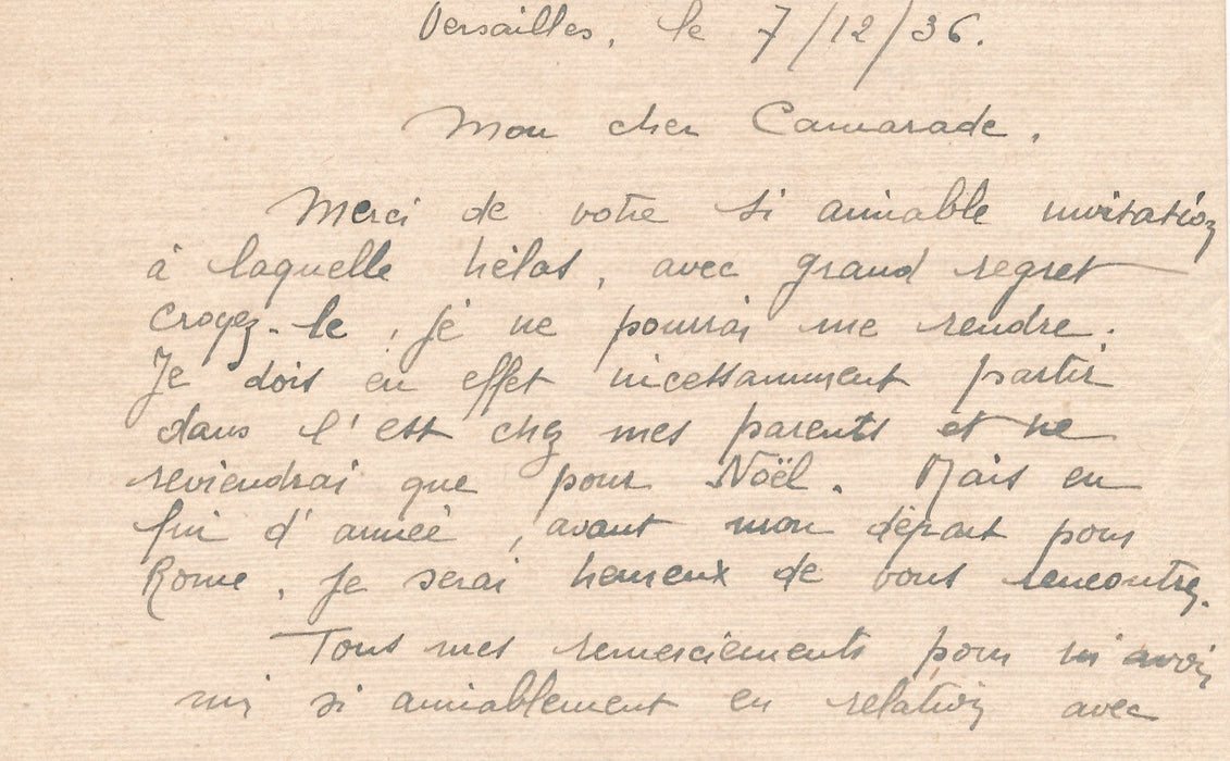 prix de Rome gravure Villa Medicis carte autographe signée