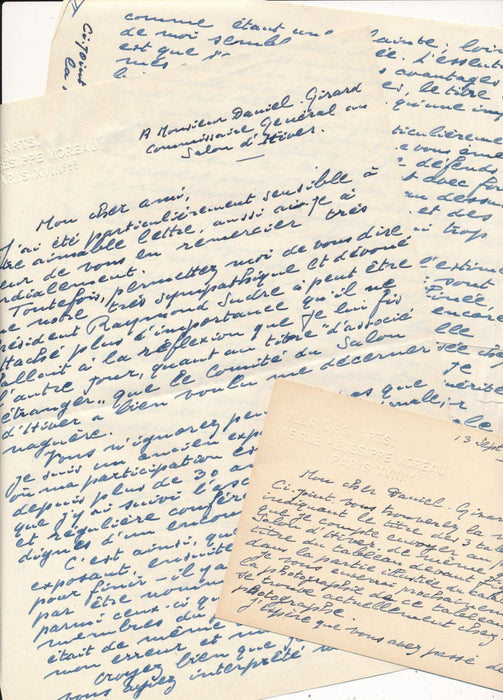 Belge 2 lettre 1 carte autographe salon Hiver peintre