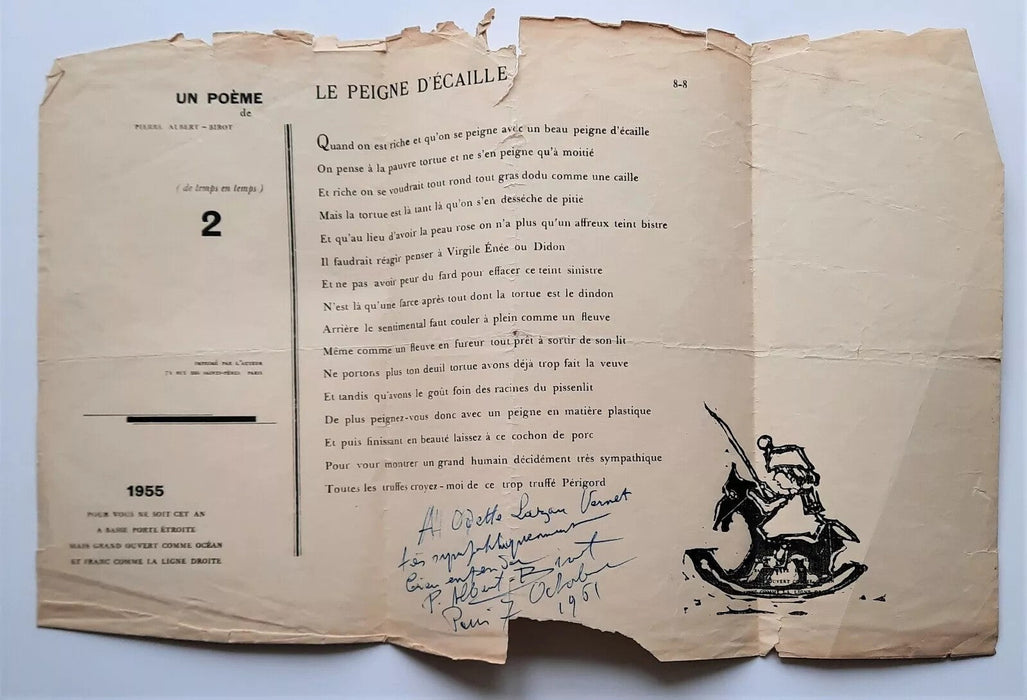 poèmes deux envois autographes