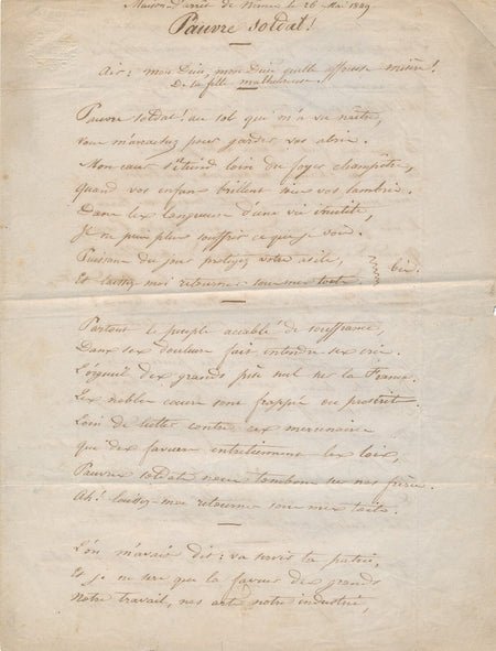 Pierre-Germain ENCONTRE libraire Nîmes prison poème autographe signé 1849