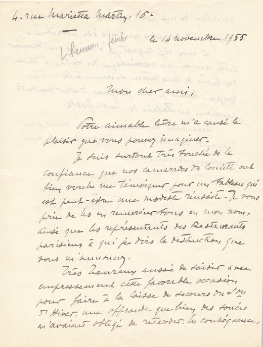 Raymond LHEUREUX 4 lettres autographe signées il est mécontent d'un emplacement