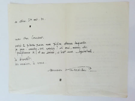 ET poème autographe Paul-Courant religion