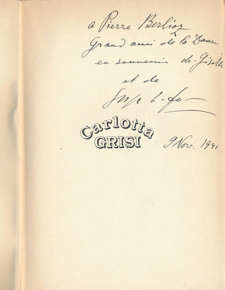 Serge LIFAR envoi autographe signé danse Carlotta Grisi