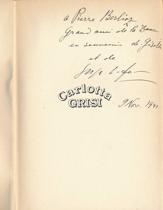 Serge LIFAR envoi autographe signé danse Carlotta Grisi