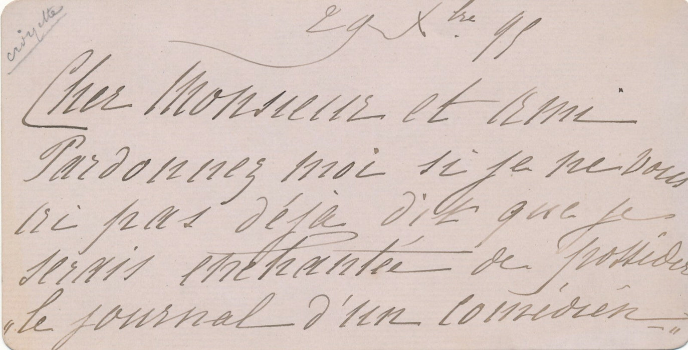  mariage actrice carte autographe signée Journal comédien