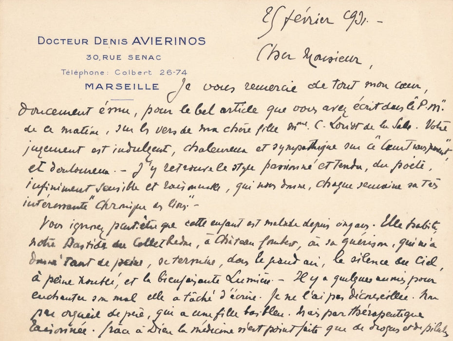 écrivaine Christiane Loriot de La Salle père docteur Denis Avierinos autographe
