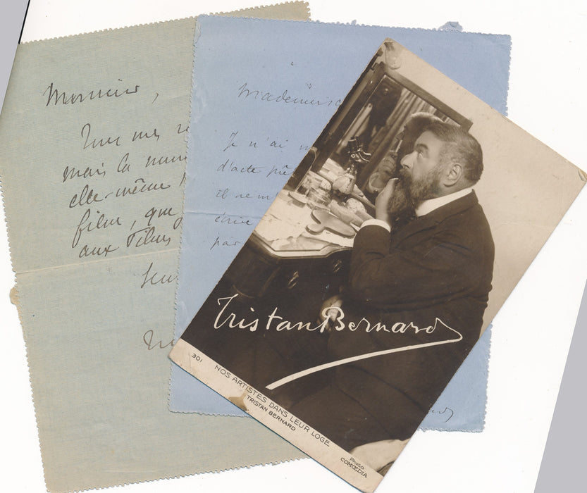 Tristan BERNARD deux documents autographes et une photo