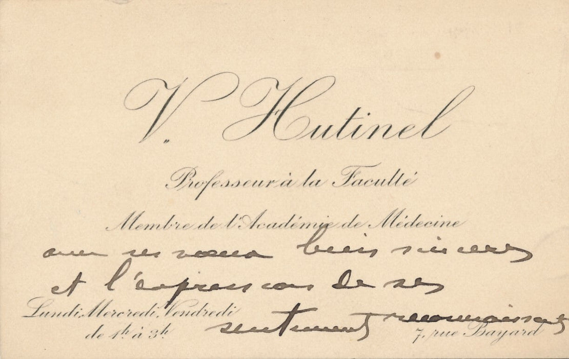  (1849-1933), pédiatre et médecin carte visite autographe