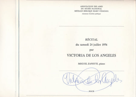 Victoria de los ÁNGELES cantatrice soprano livret programme signé 1976