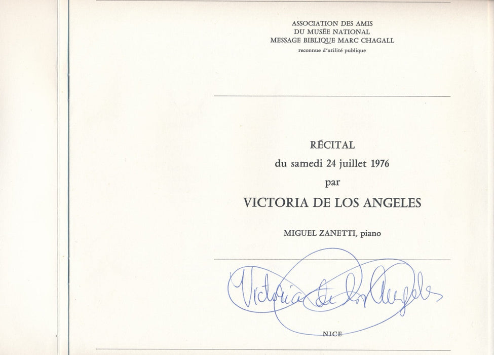 Victoria de los ÁNGELES cantatrice soprano livret programme signé 1976
