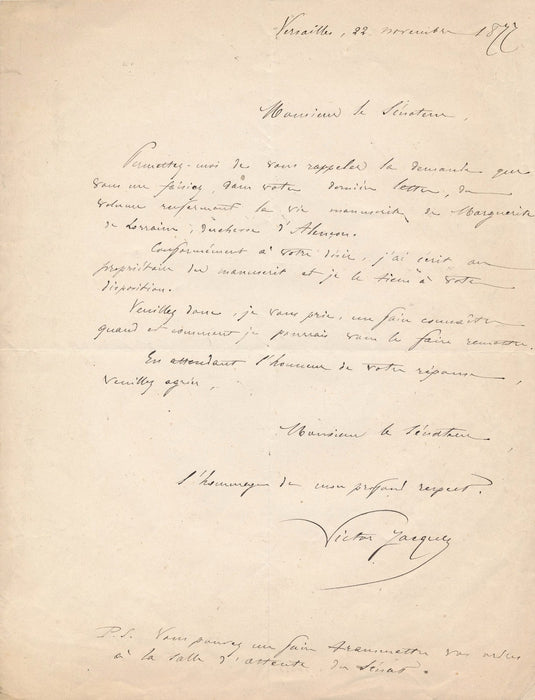 chimiste Victor A. Jacquelain autographe signée Marguerite de Lorrain Alençon