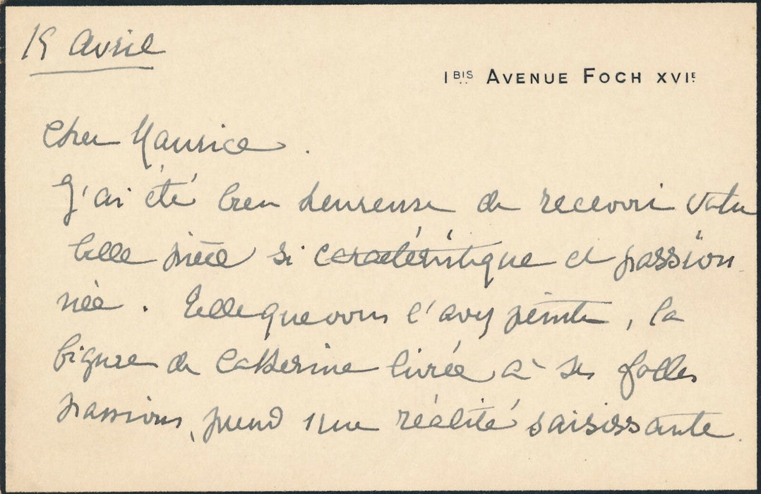  serre contre son coeur M. Rostand autographe signée