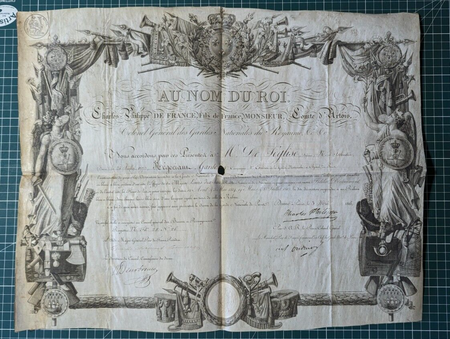 Brevet Garde nationale Sylvain Séglise 1816 Clermont-Tonnerre autographe