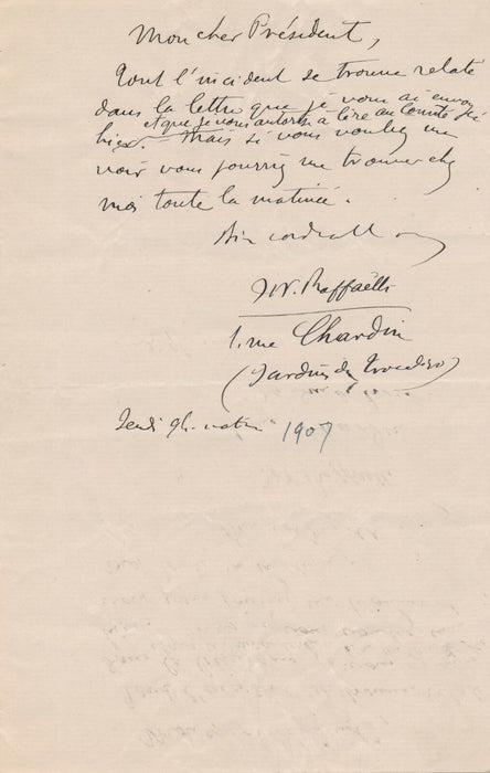 évoque un incident Billet autographe signé à Président