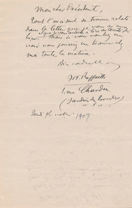 évoque un incident Billet autographe signé à Président