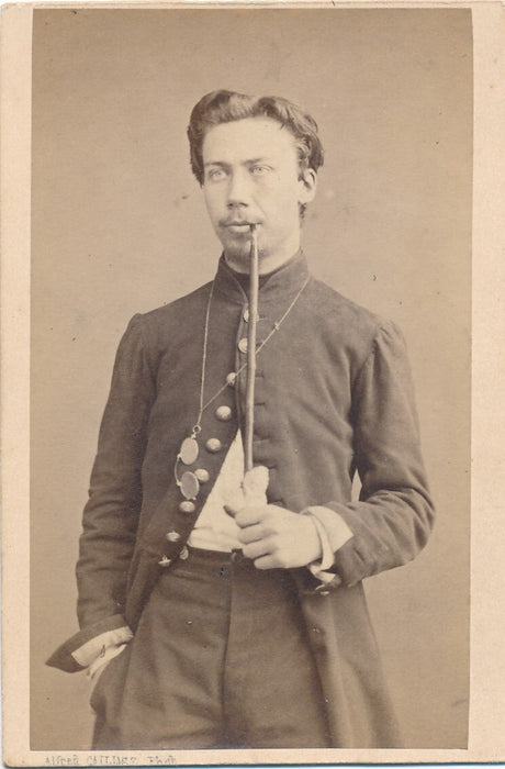 Aimé Hutter homme pipe cdv albumine photo photographie Caillez 1863 carte visite