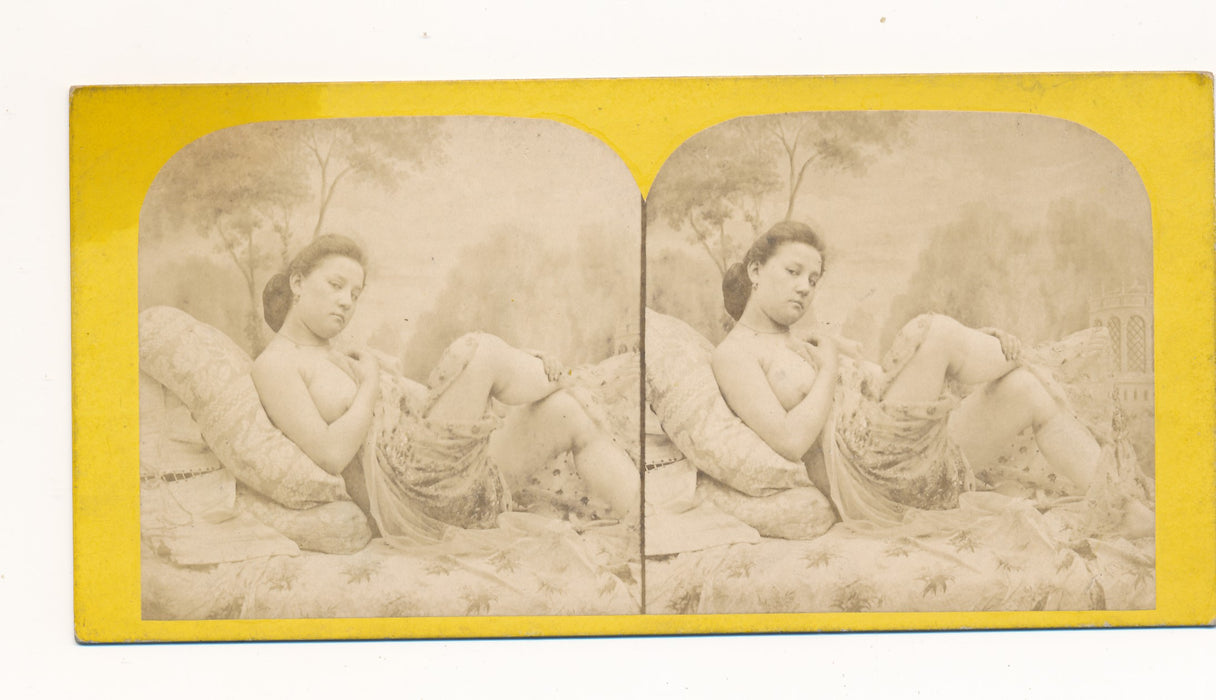 Curiosa Femme dénudée orientalisme stéréoscopie stéréo nu