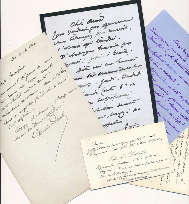 Edouard Detaille 4 lettres autographes bel ensemble droit de suite ami anglais