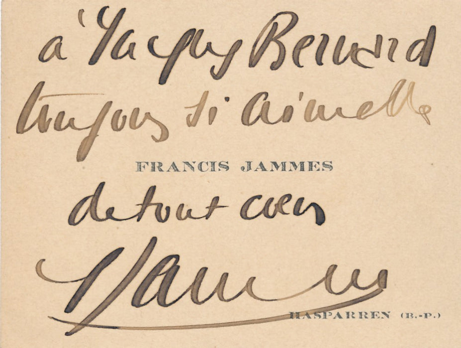 poète Francis Jammes carte visite autographe signée