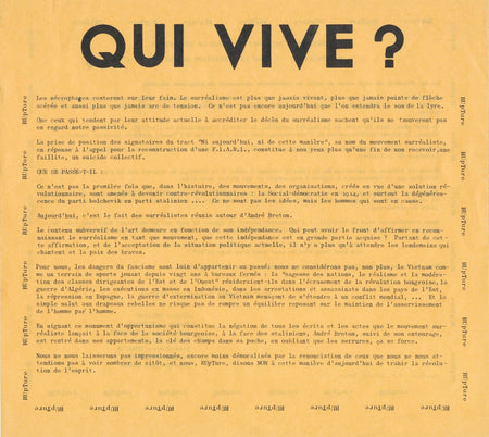 groupe RUPTURE littérature 2 tracts v. 1960 Qui vive ? - Marche noir surréalisme