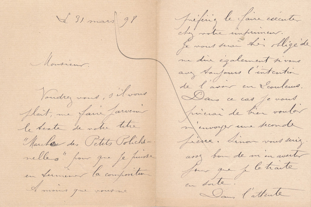 XXe s. illustrateur René Péan 2 lettres autographes signées Petits Polichinelles
